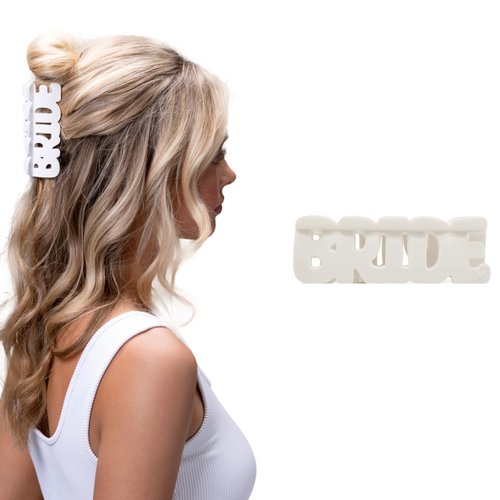 Mascella BRIDE Claw Clip- Premium Bridal Hair Accessory, Strong Hold for Dancing, Flower & Mini Claw Clips, French Barrette, Perfect Wedding Hair Styling, Elegant Hair Clips for Women (Coconut Milk)