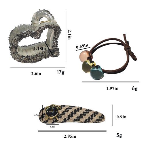 Small Hair Claw Clips Set for Thin Hair, Black Rhinestone Heart Claw Clip, Bling Hair Accessories for Women 3PCS