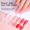 MIZHSE Jelly Gel Nail Polish Set 12 Color, Clear Translucent Spring Gel Polish 7ml, Sheer Manicure Kit UV LED Soak Off Varnish for Home Salon Gift