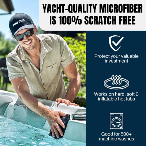Microfiber Hot Tub Scrubber Cleaning Towels | ScumGone Hot Tub Shell Cleaner | Softer Than a Hot Tub Brush or Mitt | Hot Tub Towels for Your Spa, Jacuzzi, and Inflatable | 100% Scratch Free (3 Pack)