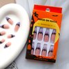 Halloween Fake Nails Almond Press on Nails Medium French Tip Acrylic Nails Purple False Nails Tips with Bat Design Artificial Halloween Stick on Nails Reusable Glue on Nails for Women 24PCS