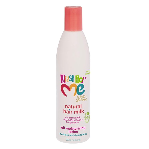 Just for Me Natural Hair Milk Lotion - Hydrates & Strengthens, Contains Coconut Milk, Shea Butter, Vitamin E, & Sunflower Oil, Lightweight Moisture, Reduces Frizz 10 oz
