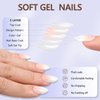 6 Packs Press On Nails Almond, Misssix French Tip Press On Nails Short, Reusable Glue On Nails, Gel Fake Nails for Women, Stick On Nails Kit 15 Sizes-6 styles in total