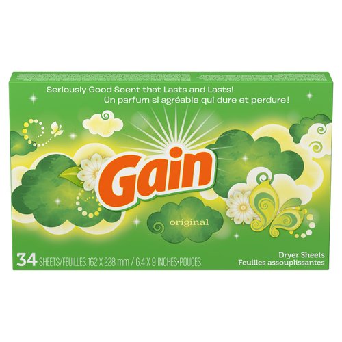 Gain Dryer Sheets - Original - 34 Sheets Per Box - Pack of 2 Boxes