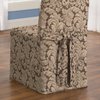 SureFit Scroll Long Dining Chair Slipcover (Brown) - Full Length Relaxed Fit High Back Chair Cover/Perfect for Adding Accents to Your Dining Room