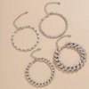 Kercisbeauty 4pcs Tennis Miami Cuban Link Chain Bracelet Set for Women and Girls Rhinestones Chain Bracelet Party Boho Dainty Jewelry (Silver)