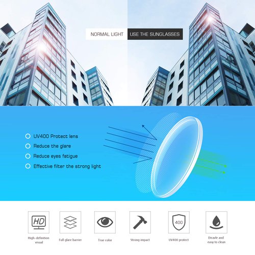 VisionGlobal Bifocal Reading Glasses, Photochromic Dark Gray Sunglasses for Men/DownWomen, Classic Retro Square Eyewear Reduce Fatigue (Black, Up+0.50/Down+3.00 Magnification)