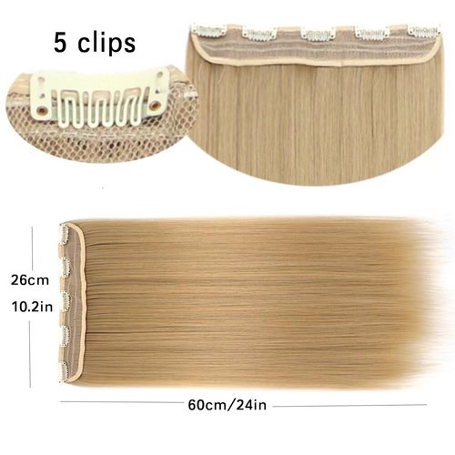 iLUU Clip in Hair Extensions 100g 24" Straight Thick Heat-Resisting Fiber Hairpiece #2410 Dark Purple Long Synthetic Hair Clip in Extensions 5Clips Hairpiece for Beauty Girls Women