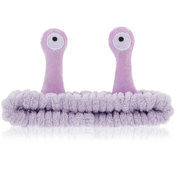 Sibba Face Wash Headband, Cute Cartoon Purple Coral Fleece Elastic Hairband for Facial Cleansing, Showering, Makeup, Spa, Sports, Yoga, Running, Beauty Skincare, One Size Fits Most, Women, Adult