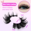 7 Pairs Manga Lashes Wet Look 19mm Flu-ffy D Curl Lashes Volume Spiky Lashes Dramatic Cosplay Lashes Wispy Fairy Lashes Faux Mink False Eyelashes Japanese Korean Lashes(S24)