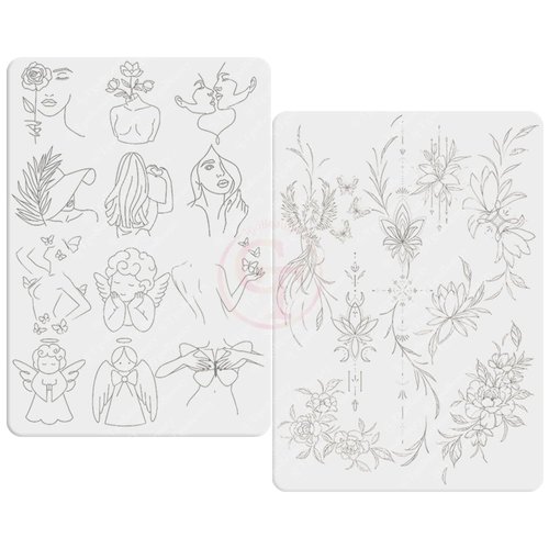 1pc Double Side Printing Tiny Tattoo Practice Skin White Silicone Soft Mini Tattoo Practice Pad for Tatoo Artist Beginners (Type C-White Skin-1pc)