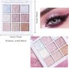 FLYEEO Pink Purple White Glitter Shimmer Sparkle Eye Shadow Palette Makeup, Warm Pastel 9 Colors EyeShadow Palette,Colorful Long Lasting Waterproof Naturing-Looking (ice glitter)