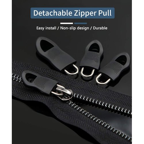 Zipper Pull, Universal Zipper Pull Replacement Kit, Removable Zipper Pulls Tab Replacement (20 Pcs), Black Zipper Pulls for Jackets, Luggage, Backpacks, Purses, Boots, Pants, Tents, (3 Styles 4 Sizes)