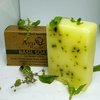 AyuRoots Ayurvedic Basil Soap Bar, 3.88 oz of naturally handmade vegan soap for the face and body crafted with authentic Indian craftsmanship.
