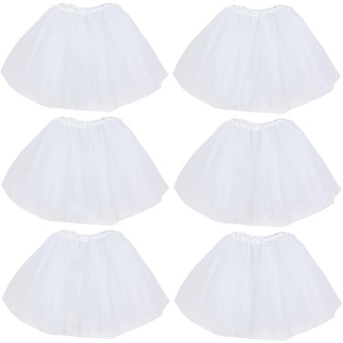 kilofly 6pc White Girls Ballet Tutu Kids Birthday Princess Party Favor Skirt Set