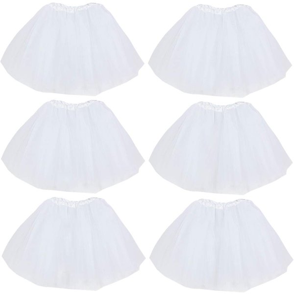 kilofly 6pc White Girls Ballet Tutu Kids Birthday Princess Party Favor Skirt Set