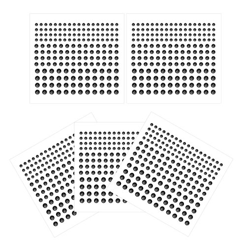 5 Sheets Face Gems Jewels Rhinestone Stickers, 4 Size Self Adhesive Gems Stickers DIY Bling Jewel Crystal Craft Stickers for Nails Hair Face Eyes Body (Black)