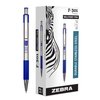 Zebra Pen F-301 Retractable Ballpoint Pen, Stainless Steel Barrel, Fine Point, 0.7mm, Blue Ink, 12-Pack