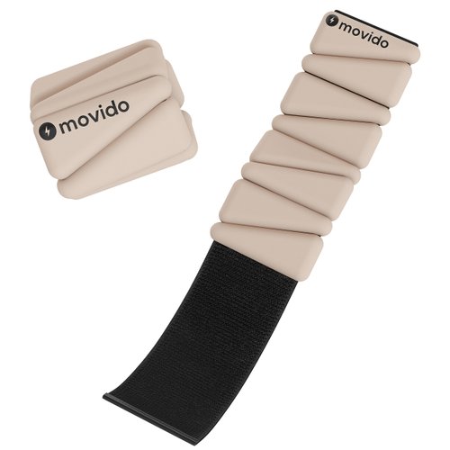 Movido Wrist and Ankle Weights | 1 lb each (2 per set) | Adjustable Workout Weights for Women and Men | Perfect for Yoga, Walking, Pilates, Hiking, Aerobics, Movement (Coconut)