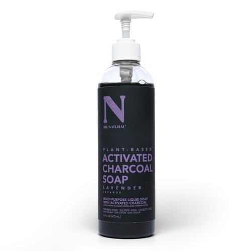 Dr. Natural Activated Charcoal Liquid Soap - Anti Acne and Blemishes - Deep Cleansing Body Wash - Gentle Body Soap for Clear Skin - Lavender - 16 oz