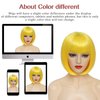 YBYMCAI Yellow Bob Wig With Bangs Short Yellow Bob Wigs For Women Straight Bob Bangs Wig 10 Inch Natural Looking For Daily Party Use