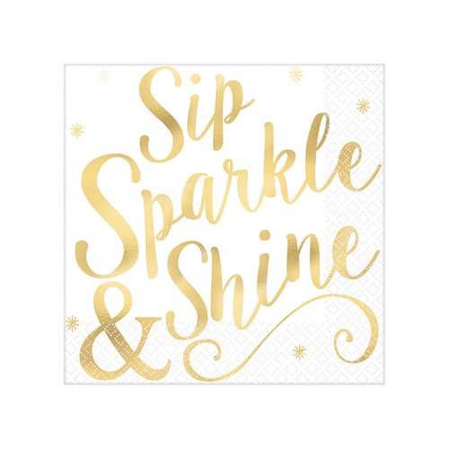 Amscan Sip Sparkle Shine Luncheon Napkins