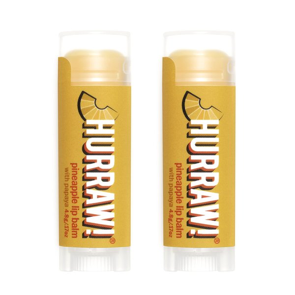 Hurraw! Pineapple Lip Balm, 2 Pack: Organic, Certified Vegan, Cruelty and Gluten Free. Non-GMO, 100% Natural Ingredients. Bee, Shea, Soy and Palm Free. Made in USA