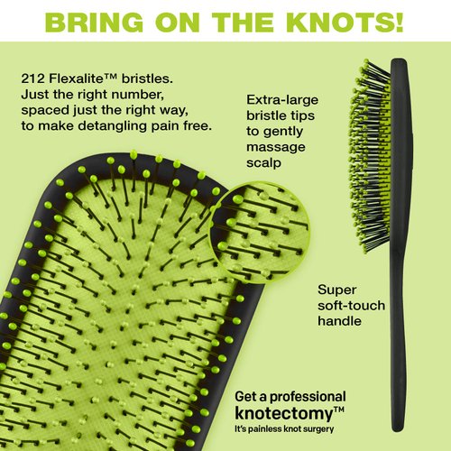 The Knot Dr. for Conair Hair Brush, Wet and Dry Detangler with Storage Case, Removes Knots and Tangles, For All Hair Types, Green