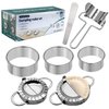 AMGOYA Dumpling Maker Kit Stainless Steel Dumpling Mold Maker, Momos for Easy Dumpling Making, Dough Cutter, Stuffing Spoon, and Flour Ring Cutter- Empanada Maker Press Set for Pierogies, Gyoza Etc
