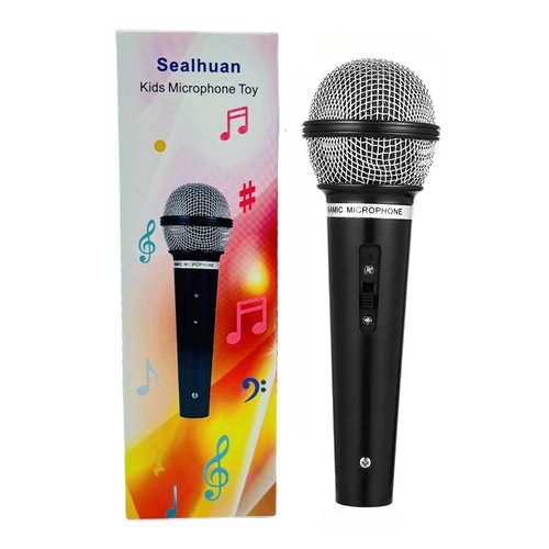 Sealhuan Microphone Toy for Kids Fake Microphone Toy Plastic Pretend Toy Microphone Prop Black Microphone for Halloween Christmas Cosplay Birthday Party Favors Costume Play(17cm)
