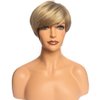 Royalfirst Short Blonde Wig with Bangs Pixie Cut Layered Wigs for Women Lady Synthetic Fiber Glueless Wigs Fluffy Natural Looking