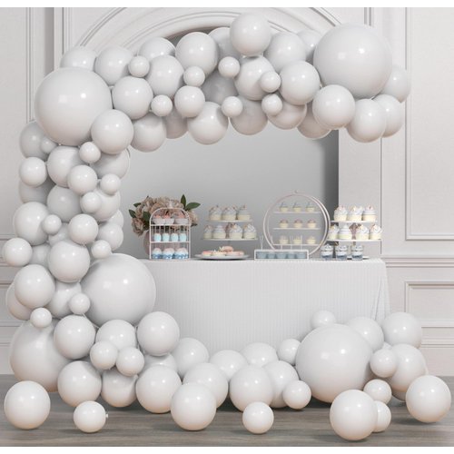 White Balloon Arch Kit, Thickened 100Pcs White Balloons Different Sizes 18/12/5 Inch for Birthday Party Graduation Bachelorette Anniversary Wedding Gender Reveal Baby Shower Decorations Supplies