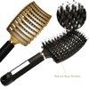 Boar Bristle Hair Brush 2 Pack, Detangling Brush, Vented Curved Hair Brush for Thick Curly Fine Wet Dry Long Hair, MYMOOSH Fast Dry No Tangle Hair Brush, Boar Bristle Brush for Women Men Kids (gold)