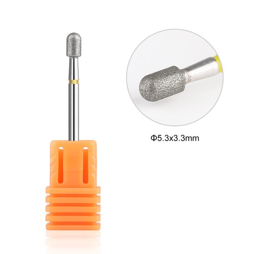 NMKL38 Electric Cuticle Clean Bit 3/32'' Carbide Drill Pointed Burr Nail Art File for Milling Machine Manicure Pedicure Cutter Tool (5.3 * 3.3mm-Yellow)