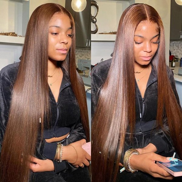 24 Inch Chocolate Brown Lace Front Wig Human Hair 13x4 Brown HD Lace Front Wigs Human Hair 180 Density Glueless Wig Human Hair Straight Human Hair Lace Front Wigs Brown Human Hair Wigs for Black Women
