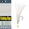 OCEAN CAT 10 Packs Rainbow Lucid Fishskin 6 Hooks Fishing Rigs with String Hooks Glow Fishing Beads High Carbon Hooks for Freshwater Saltwater Fishing Lures Bait Rig Tackle (12#)
