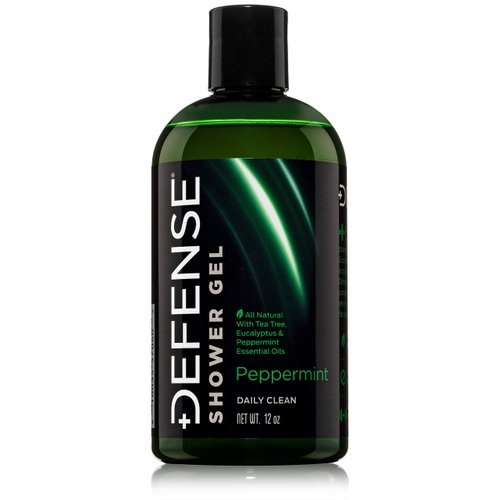 Defense Soap Peppermint Shower Gel | 100% Natural Organic Moisturizing Mint Tea Tree Body Wash, 12 oz
