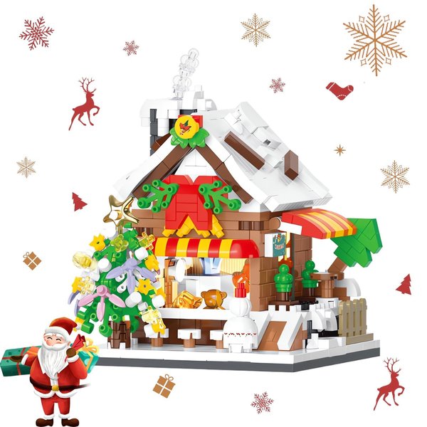 HSONLINE Christmas Building Blocks, Toy Building Sets, Mini Building Block Sets, Xmas Building Block Sets for Adults & Kids Boys Girls, Creative Train