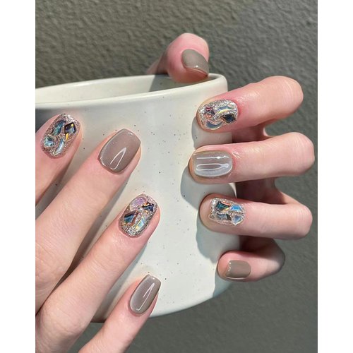 short press on nails short square press on nails - handmade cat eye acrylic fake nails with rhinestone and reusable glitter (Full Size Coverage, 30pcs) momotor