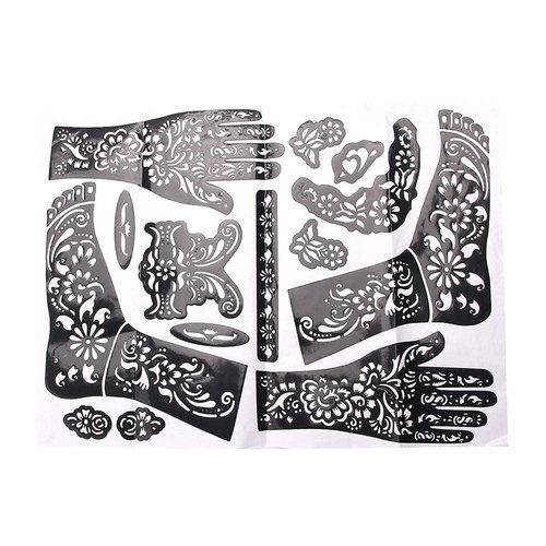 Black Henna Tattoo Kit Stencils,Temporary Reusable Unisex Tattoo Sets Indian Arabian Temporary Tattoo Templates Kit for Body Art Paint Temporary Tattoos Makeup