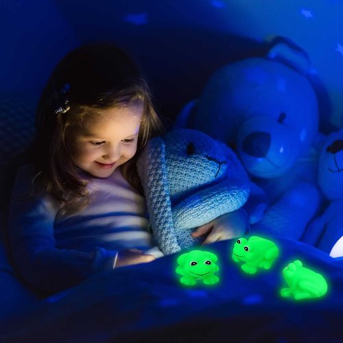 Ferraycle 36 Pcs Mini Rubber Frogs Glow in The Dark Rubber Frogs Baby Shower Tiny Rubber Frogs Bulk, Float Bath Toys Bathtub Mini Frogs for Shower Birthday Party Favors Carnival Gift