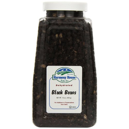 Harmony House Foods TRUE Dehydrated Black Beans - Easy Cook (16 oz, Quart Size Jar)