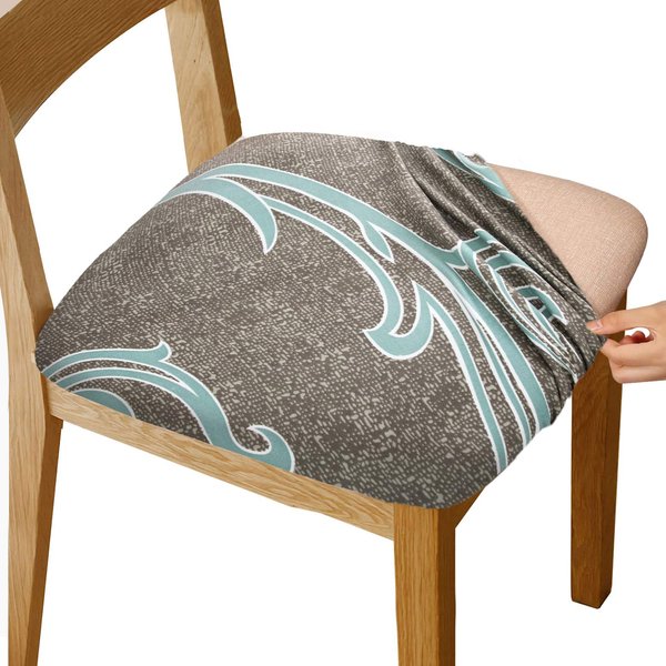 Gute Stretch Printed Chair Seat Covers with Elastic Ties and Button, Removable Washable Dining Upholstered Chair Protector Seat Cushion Slipcovers for Dining Room, Office,Green 4 Pack