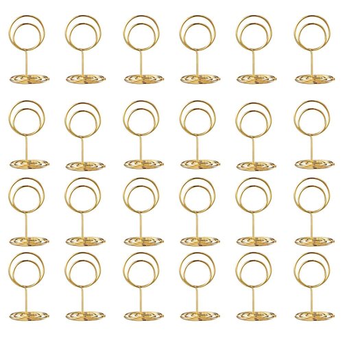 Toncoo 24 Pcs Premium Mini Table Number Holders and 24 Pcs Place Cards with Gold Foil Border, Place Card Holder, Table Sign Stand, Photo Picture Holders for Centerpieces, Wedding, Party, Birthday