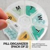 Weekly Pill Organizer - (Pack of 2) 7 Day Pills Container, Round Medicine Organizer Box, Daily Week Pill Reminder Case Travel Friendly, BPA-Free Vitamin, Supplement, Fish Oil, Medication Planner