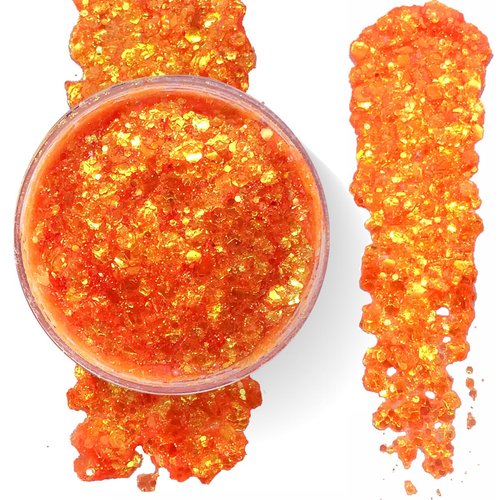 Neon Orange - Holographic Body Glitter Gel for Body, Face, Hair - Vegan & Cruelty Free - Electric Bliss Beauty (Neon Orange)