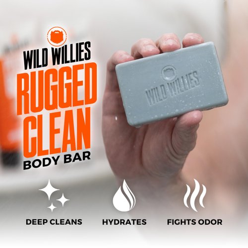 Wild Willies Moisturizing Mens Bar Soap - Bath Soaps with Shea Butter for Odor Protection - Natural Body Bar for Men - River Mist Scent, 3 Pack