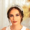 Formery Pearls Halo Crown Headpiece Silver Crystal Goddess Costume Tiara Headband Wedding Festival Photo-shoot Handmade Pearl Bridal Hair Accessories for Women and Girls