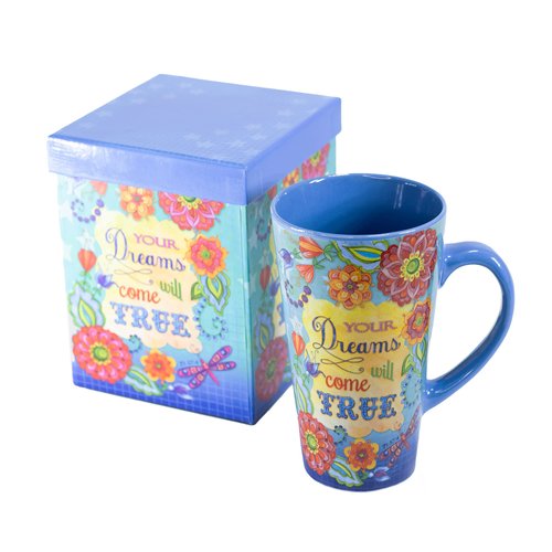 Divinity Boutique Inspirational Stoneware Mug, Dreams Come True, Multicolor 16 ounce