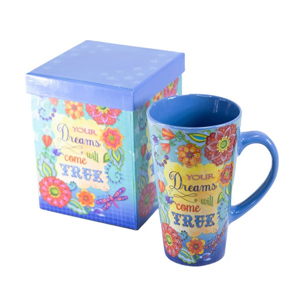 Divinity Boutique Inspirational Stoneware Mug, Dreams Come True, Multicolor 16 ounce